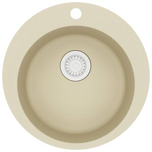 vidaXL Kj&oslash;kkenvask enkel kum granitt rund beige