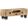 vidaXL TV-benk med hjul 110x30x37 cm grovt mangotre