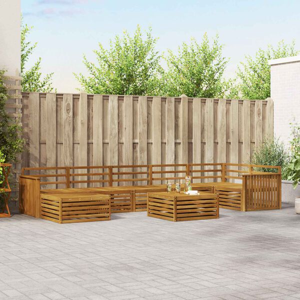 vidaXL Sofasett 8 pcs Naturlig Solid akasietre