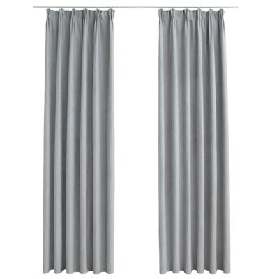 vidaXL Lystette gardiner med kroker 2 stk grå 140x175 cm