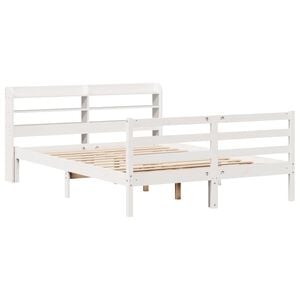 vidaXL Sengeramme med hodegavl hvit 150x200 cm heltre furu