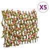 vidaXL&nbsp;Utvidbart espalier med kunstig ef&oslash;y 5 stk m&oslash;rkerosa 180x60 cm