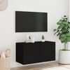 vidaXL Vegghengt TV-benk med LED svart 80x35x41 cm