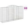 vidaXL Gabionkurver buede 8 stk 300x50x160/180 cm galvanisert jern