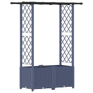 vidaXL Hevet Bed med Trellis og Tak Gr&aring; 124,5 x 40 x 136 cm PP