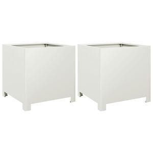 vidaXL Plantekasser 2 stk hvit 40x40x40 cm st&aring;l