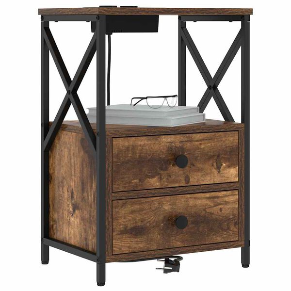 vidaXL Nattbordskap 2 pcs R&oslash;kt eik 40 x 31 x 60 cm Konstruert tre