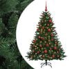 vidaXL Kunstig juletre med julekuler 120 cm 150 LED-lys Varmhvit