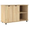 vidaXL Rullende skap med hjul Brun 100 x 39 x 65,5 cm Massiv furu