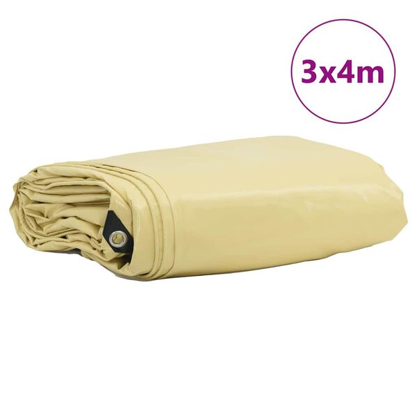 vidaXL Presenning 650g / m&sup2; Beige 3 x 4 m Lerret med PVC-belegg