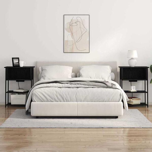 vidaXL Nattbordskap Svart Eik 55 x 31 x 76 cm Konstruert tre