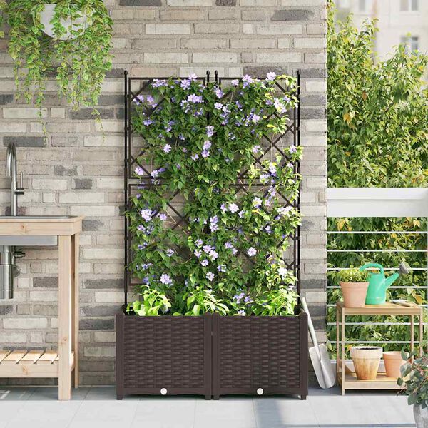 vidaXL Hageblomsterpotte 2 pcs Brun 80 x 40 x 143 cm St&aring;l