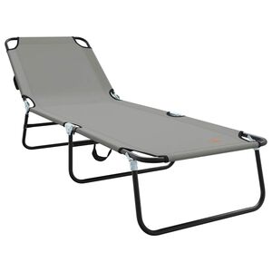 vidaXL Sammenleggbar solstol 1-person Grå 56 x 189 x 87cm stoff