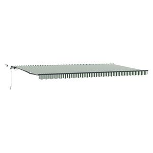 vidaXL Uttrekkbar markise Gr&oslash;nn og hvit 600 &times; 300 cm Polyester