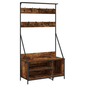 vidaXL Klesstativ med skooppbevaring r&oslash;kt eik 100x41x184 cm