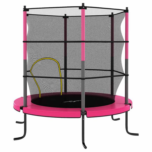 vidaXL Trampoline med sikkerhetsnett 140x160 cm rosa