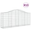 vidaXL Gabionkurver buede 13 stk 200x30x80/100 cm galvanisert jern
