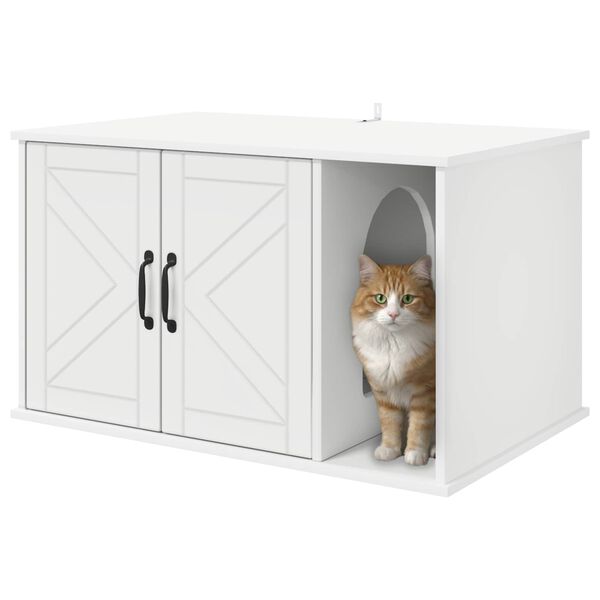 vidaXL Katt Hus Hvit 85 x 55 x 50 cm Konstruert tre