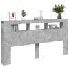 vidaXL Sengegavl med LED betonggr&aring; 200x18,5x103,5 cm konstruert tre