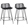 vidaXL Barstol 2 stk. Svart 44 x 45 x 76 cm Rattan og St&aring;l