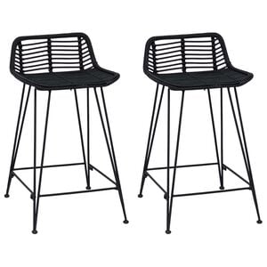 vidaXL Barstol 2 stk. Svart 44 x 45 x 76 cm Rattan og St&aring;l