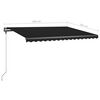 vidaXL Manuell uttrekkbar markise med LED 450x300 cm antrasitt