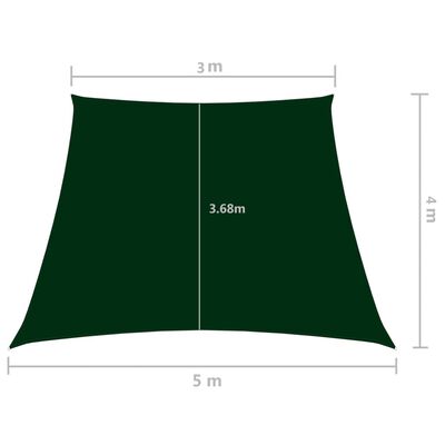 vidaXL Solseil oxfordstoff trapesformet 3/5x4 m mørkegrønn