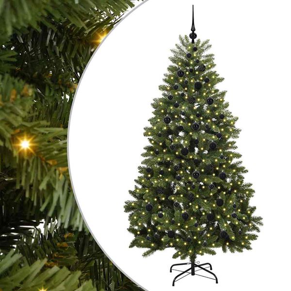 vidaXL Kunstig juletre med 300 LED gr&oslash;nn 210 cm PVC og metall