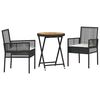 vidaXL Hage Bistro Sett 3 pcs Svart Poly rattan