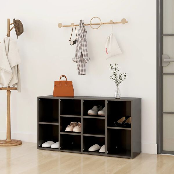 vidaXL Skobenk h&oslash;yglans gr&aring; 103x30x55 cm sponplater