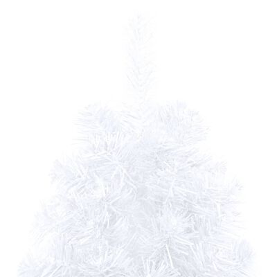 vidaXL Forhåndsbelyst kunstig halvt juletre med stativ hvit 150 cm PVC