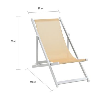 vidaXL Sammenleggbare strandstoler 2 stk aluminium og textilene krem