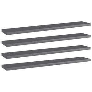 vidaXL Hylleplater 4 stk h&oslash;yglans gr&aring; 60x10x1,5 cm sponplate
