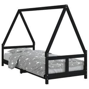 vidaXL Barnesengeramme svart 80x200 cm heltre furu