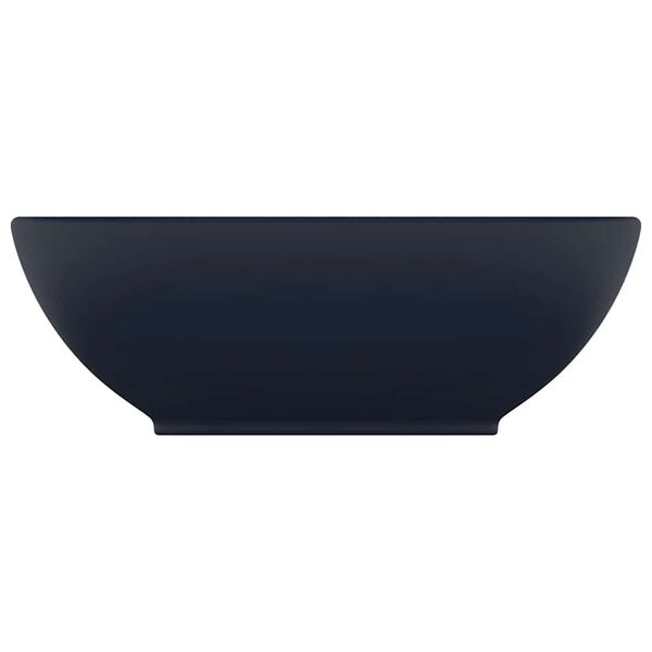 vidaXL Luksuri&oslash;s servant ovalformet matt m&oslash;rkebl&aring; 40x33 cm keramisk