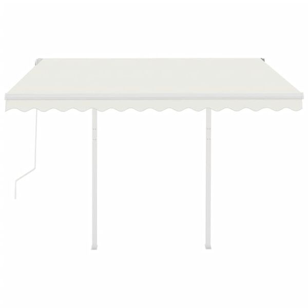vidaXL Automatisk uttrekkbar markise med stolper 3,5x2,5 m kremhvit