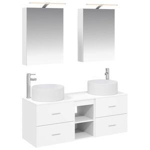 vidaXL Baderomsinnredningssett 5 pcs Hvit Konstruert tre og glass