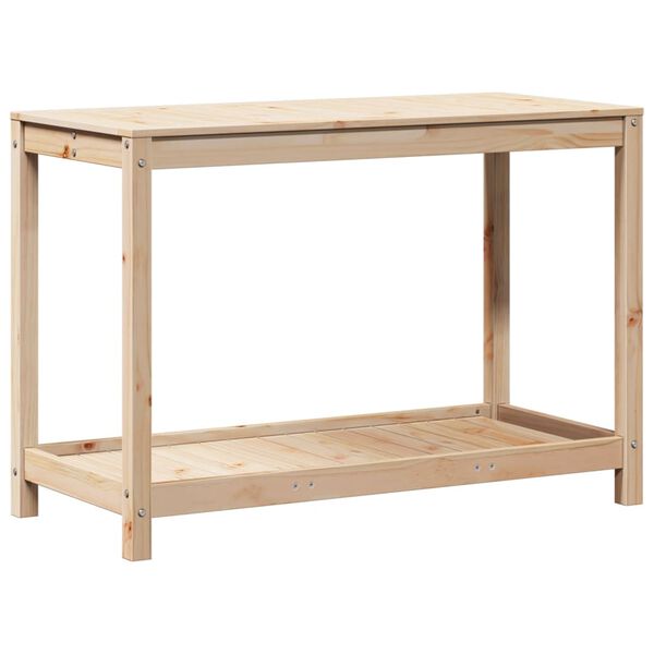 vidaXL Pottebord med hylle 108x50x75 cm heltre furu