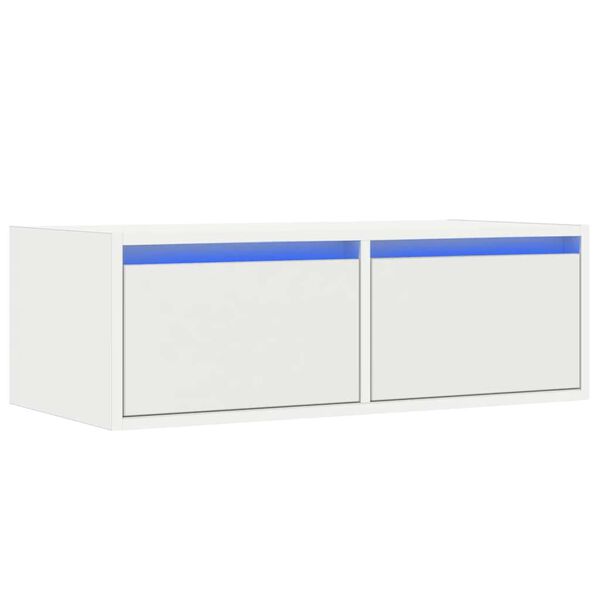 vidaXL TV-benk med LED-lys hvit 75x35,5x25 cm