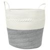 vidaXL Oppbevaringskurv gr&aring; og hvit &Oslash;43x38 cm bomull