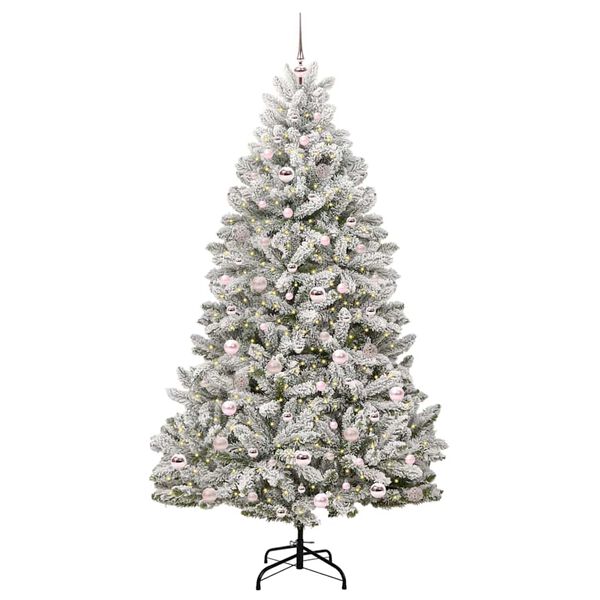 vidaXL Kunstig juletre med 300 LED Gr&oslash;nn og hvit 210 cm PVC og metall