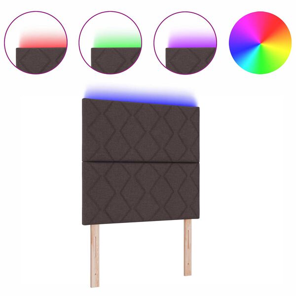 vidaXL Hodegavl med LED -stripelys med hodegjerde Brun 90 cm stoff