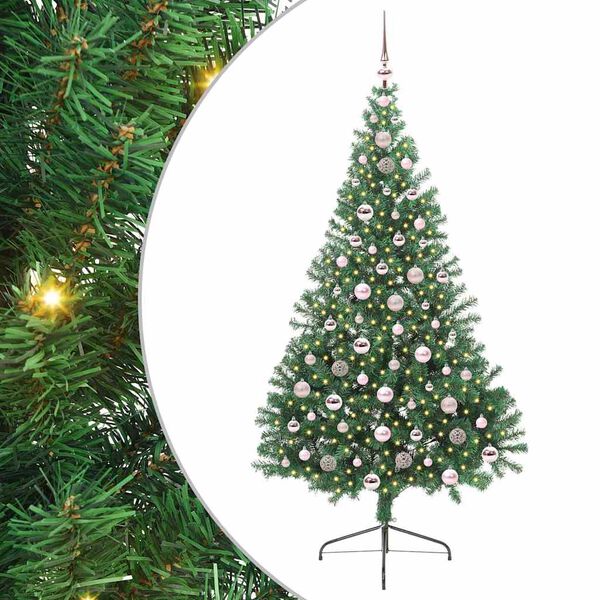 vidaXL Kunstig Forh&aring;ndsopplyst Juletre med 300 LED gr&oslash;nn 210 cm PVC