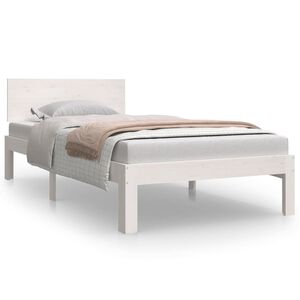 vidaXL Sengeramme hvit heltre 90x190 cm Single