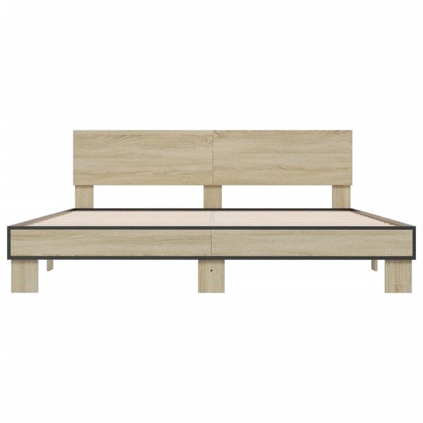 vidaXL Sengeramme sonoma eik 180x200 cm konstruert tre og metall