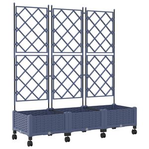 vidaXL Hageplanter med espalier og hjul 3 stk. Gr&aring; 120 x 40 x 131,5 cm