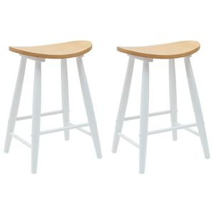 vidaXL Spisestoler 2 stk. Solid Gummitre Hvit 46 x 37 x 63 cm