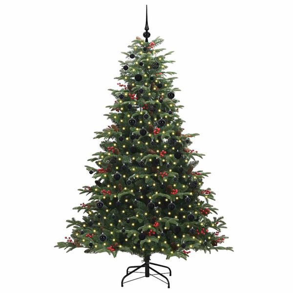 vidaXL Kunstig juletre med 300 LED grønn 210 cm PVC og Metall og Plast