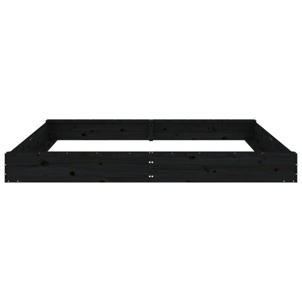 vidaXL Sandkasse med seter svart firkantet heltre furu