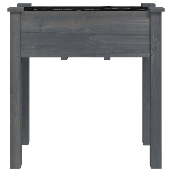 vidaXL Plantekasse med foring grå 71x37x76 cm heltre gran